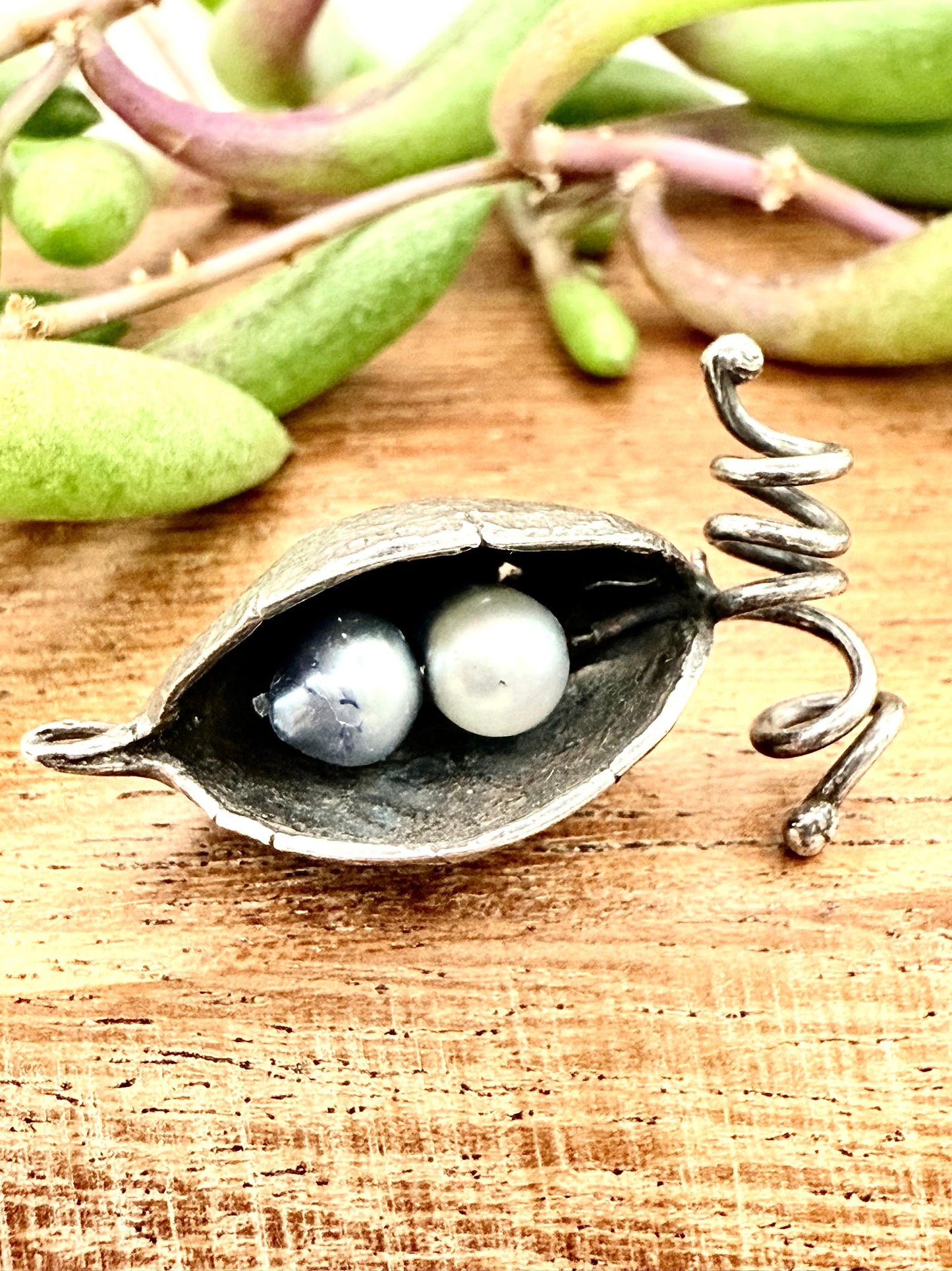 Grevillea Seed Pod with Pearls Pendant Sterling Silver 925