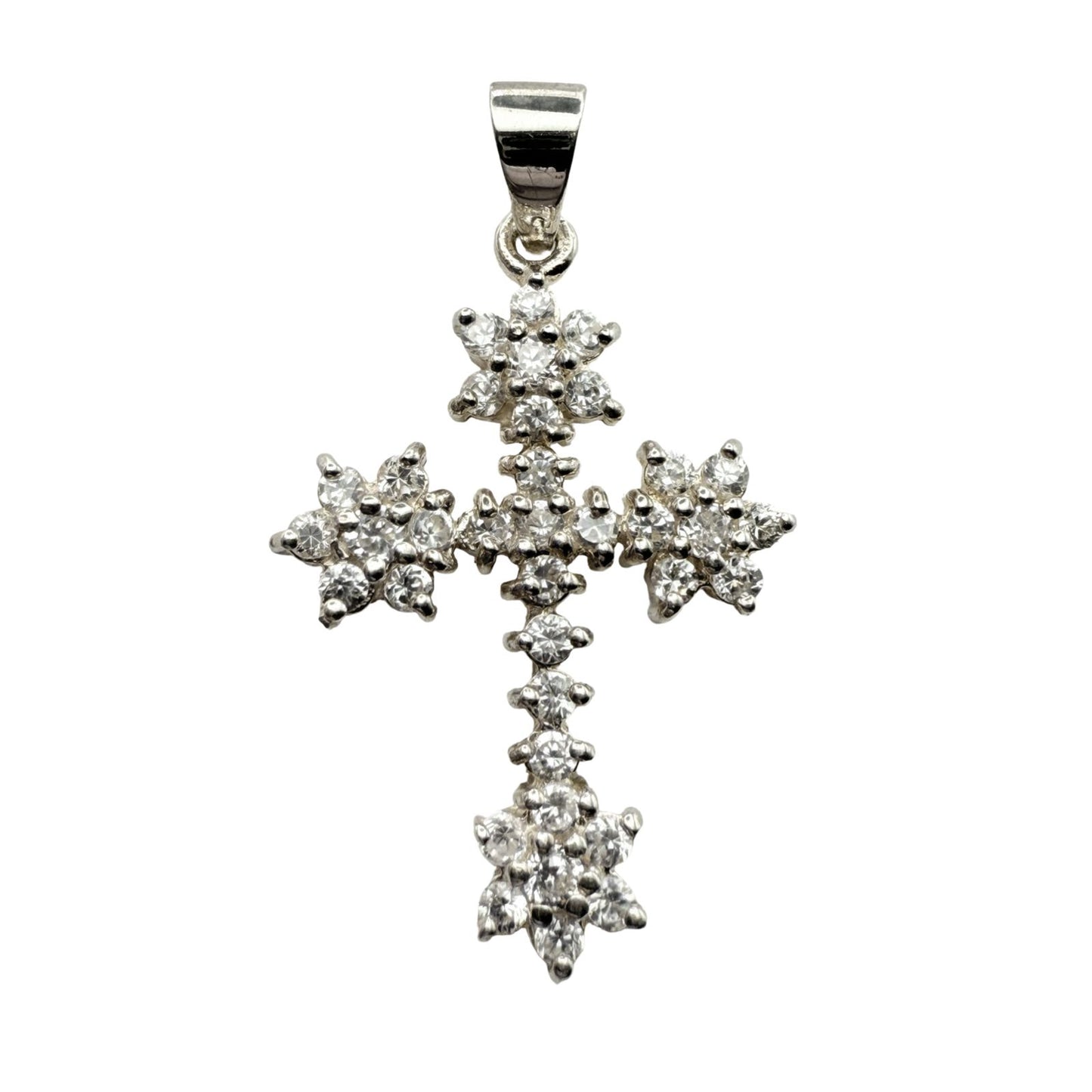 925 Sterling Silver Snowflake Station Cross Pedant