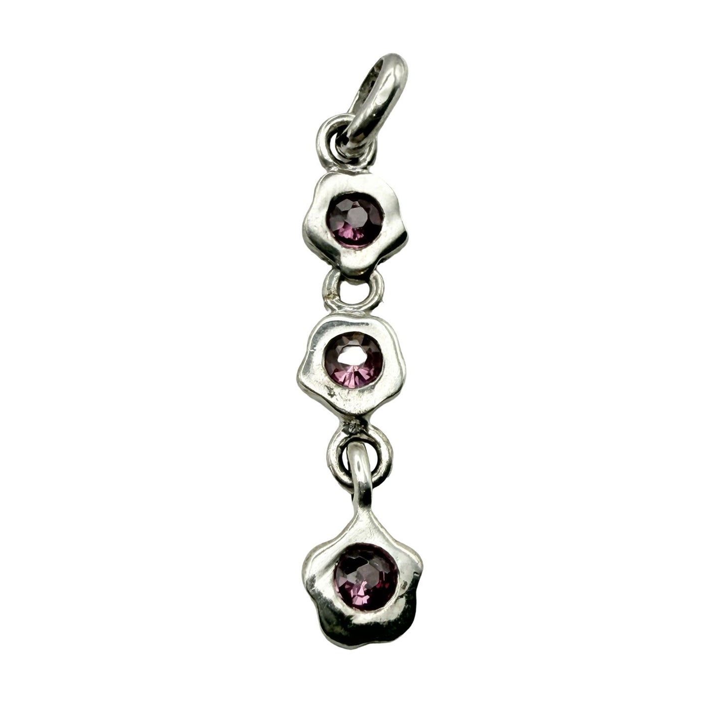 925 Sterling Silver Triple Floral Drop Pendant