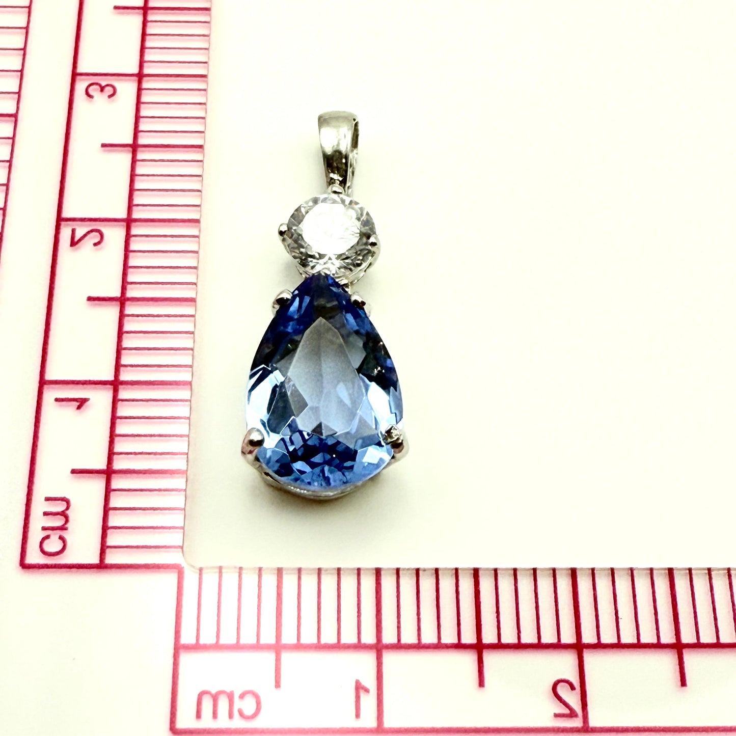 925 Sterling Silver Clear and Light Blue C/Z Pendant