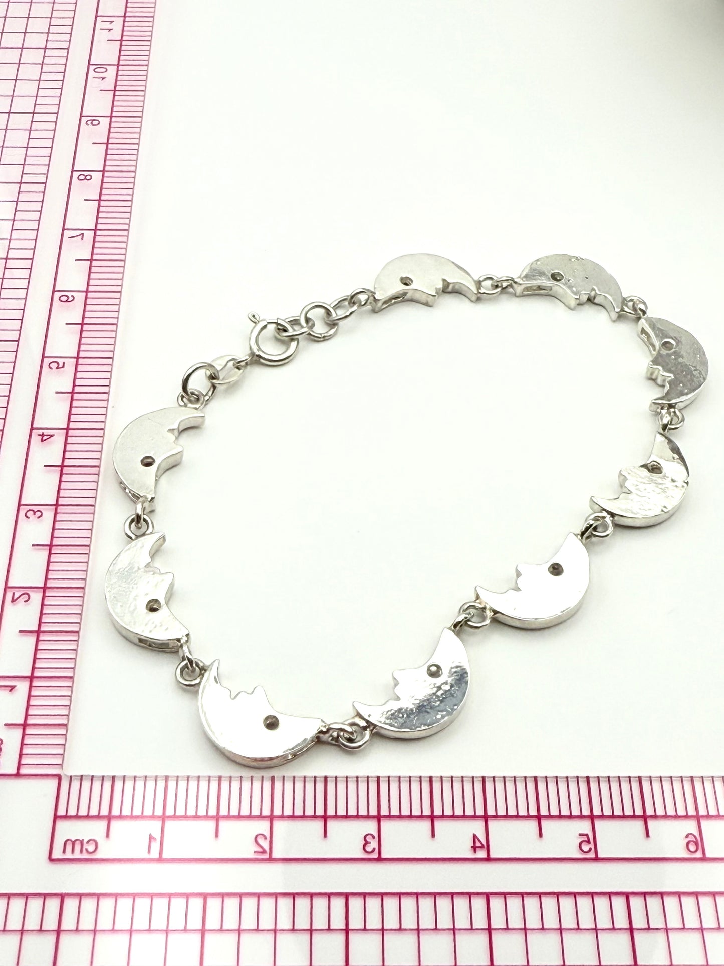 925 Sterling Silver Half Moon 18.5cm Bracelet