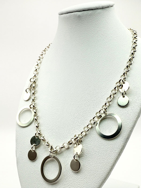 925 Sterling Silver 40cm Disc Necklace