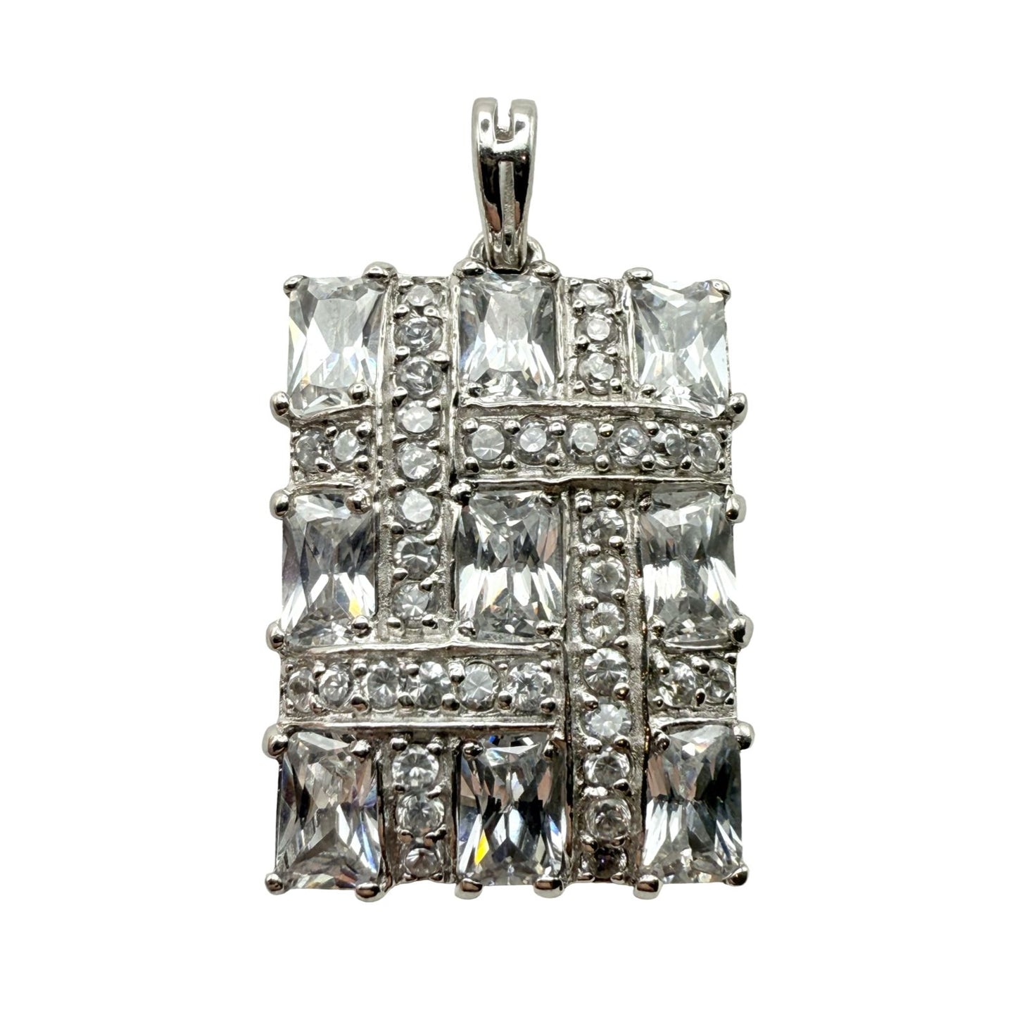 925 Sterling Silver Woven Crystal Mosaic Pendant