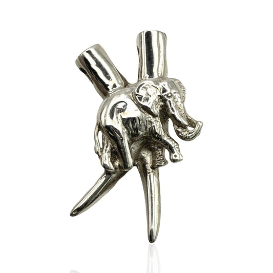 925 Sterling Silver Elephant and Tusks Pendant