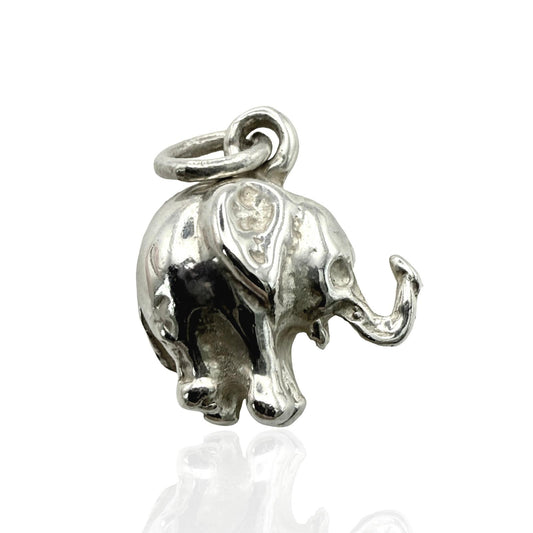 925 Sterling Silver Solid Round Baby Elephant Pendant