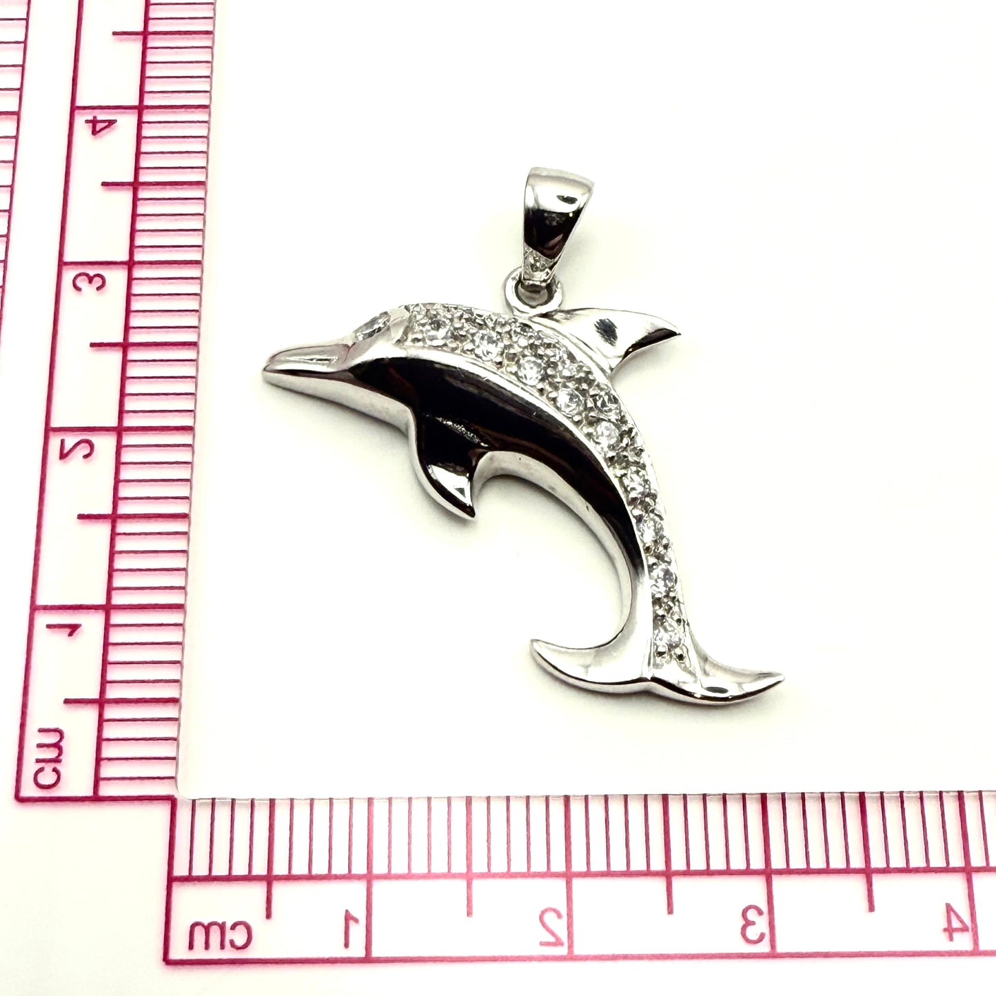 925 Sterling Silver C/Z Dolphin Pendant