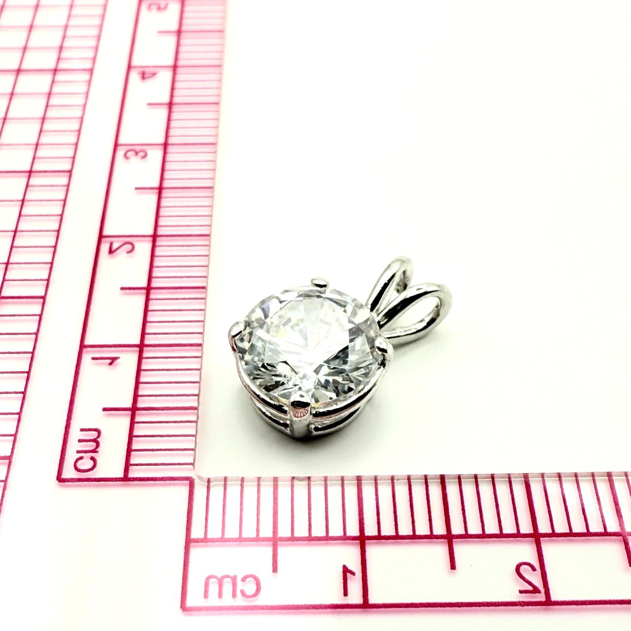 925 Sterling Silver Round Brilliant Solitaire C/Z Pendant