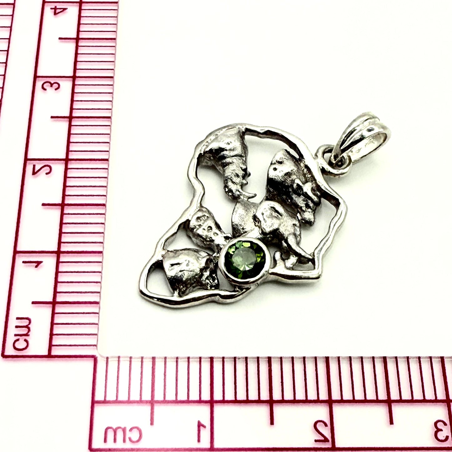 925 Sterling Silver Big Five African Map with Natural Gemstone Pendant