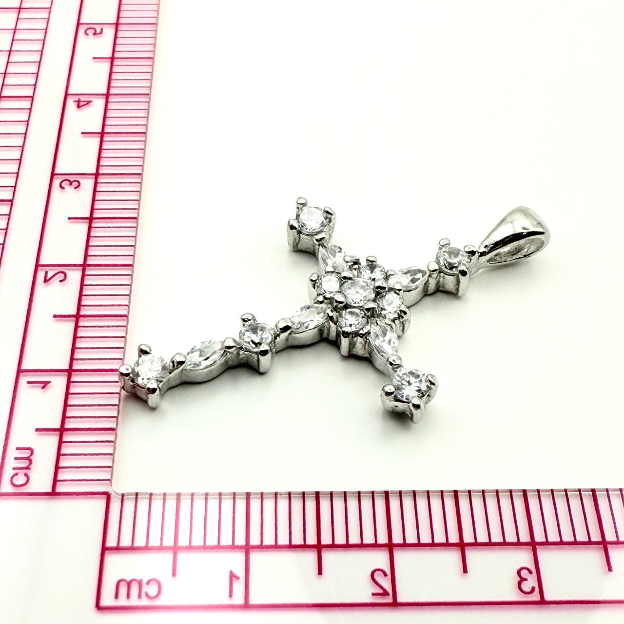 925 Sterling Silver Cluster Cross Pendant