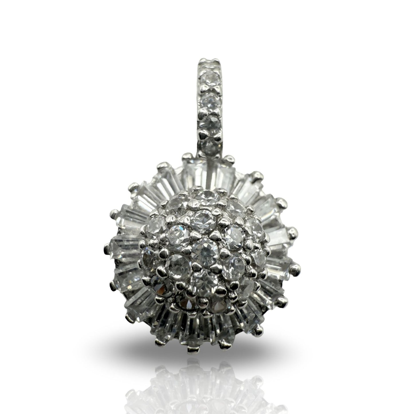 925 Sterling Silver Brilliant Cut full Spring Pendant