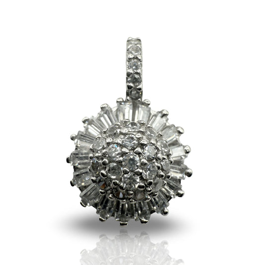 925 Sterling Silver Brilliant Cut full Spring Pendant