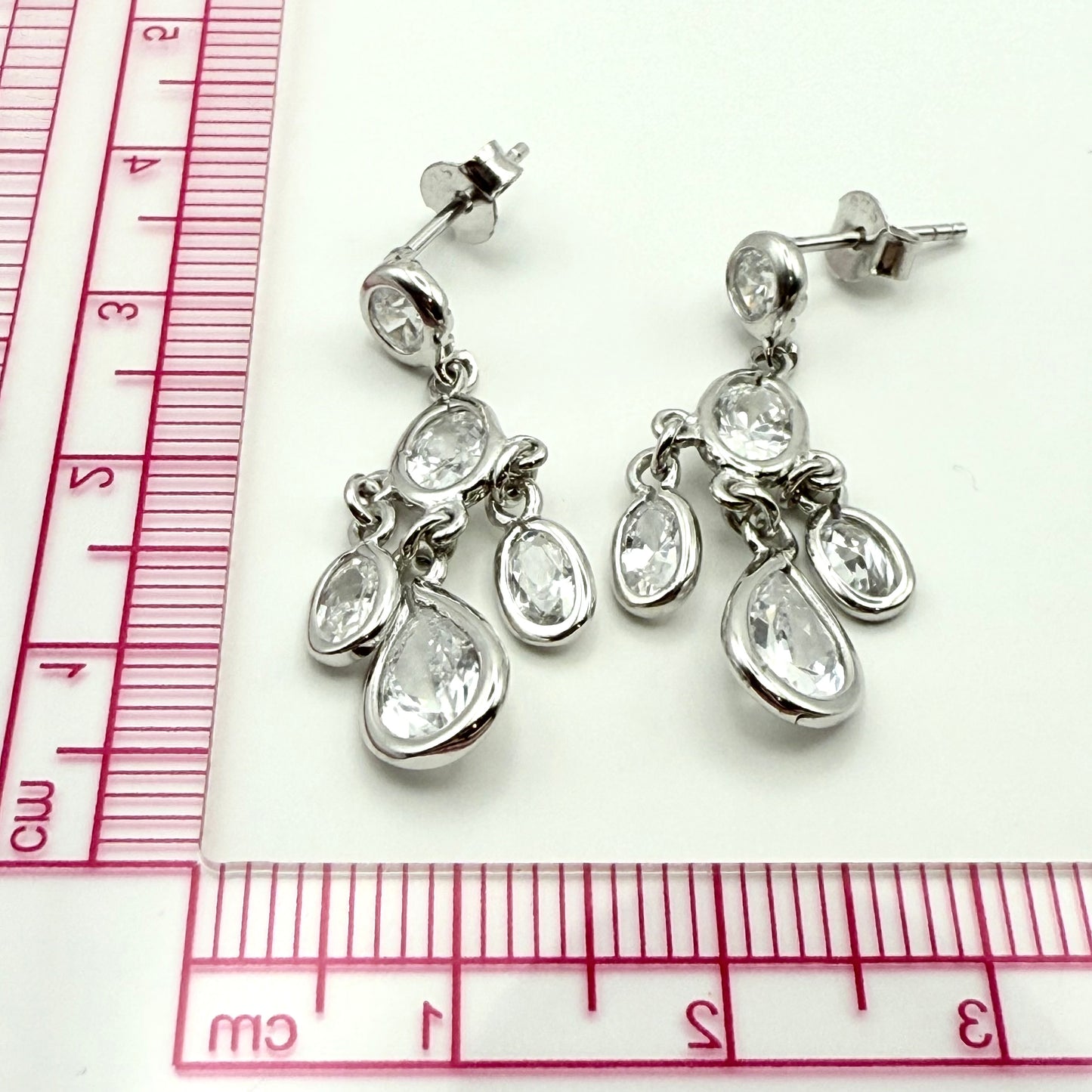 925 Sterling Silver Multi-Stone Bezel Chandelier Earrings