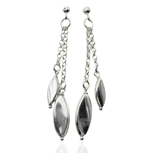 925 Sterling Silver Marquis Cascade Dangles Earrings