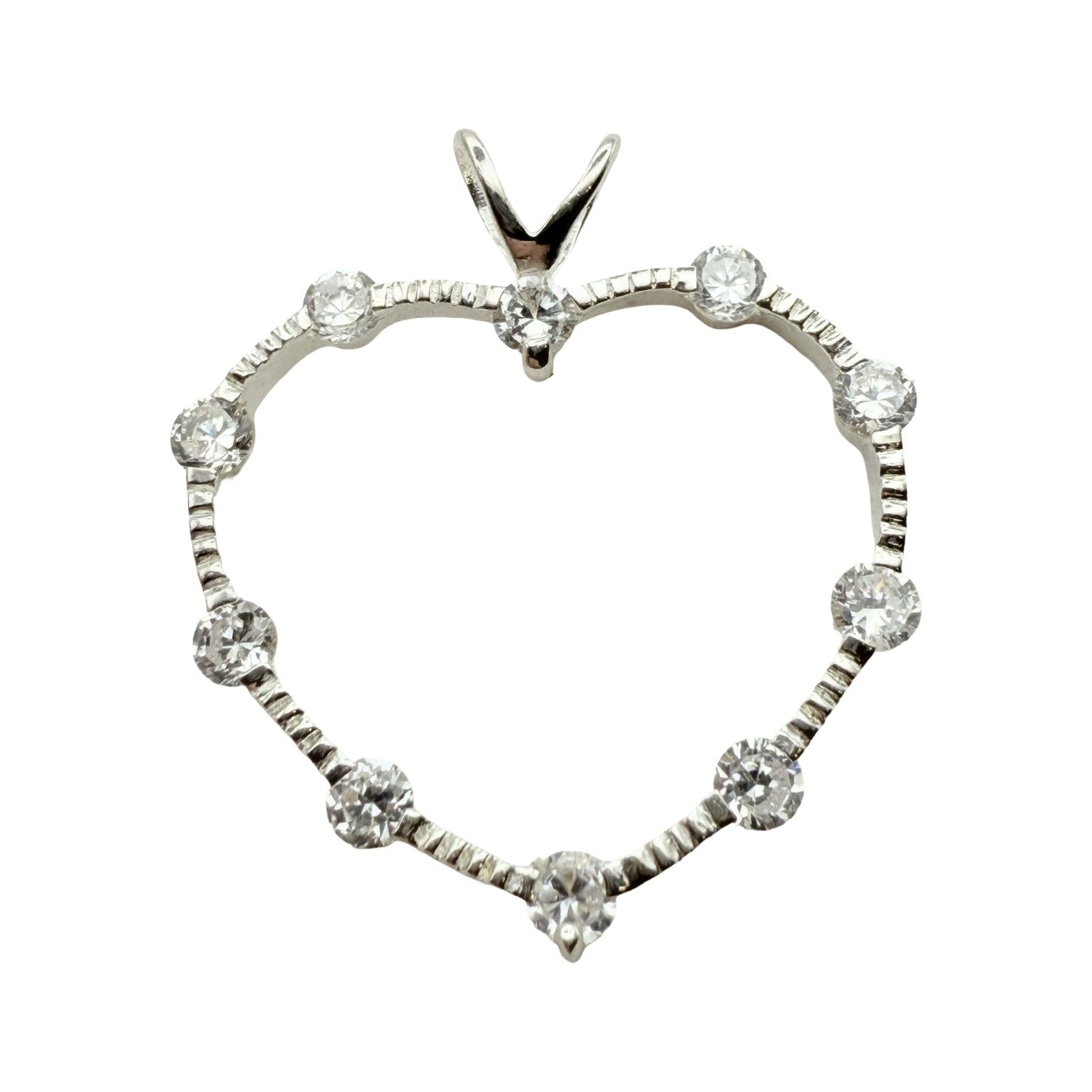 925 Sterling Silver Open-Heart Halo C/Z Pendant