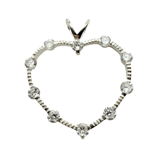925 Sterling Silver Open-Heart Halo C/Z Pendant