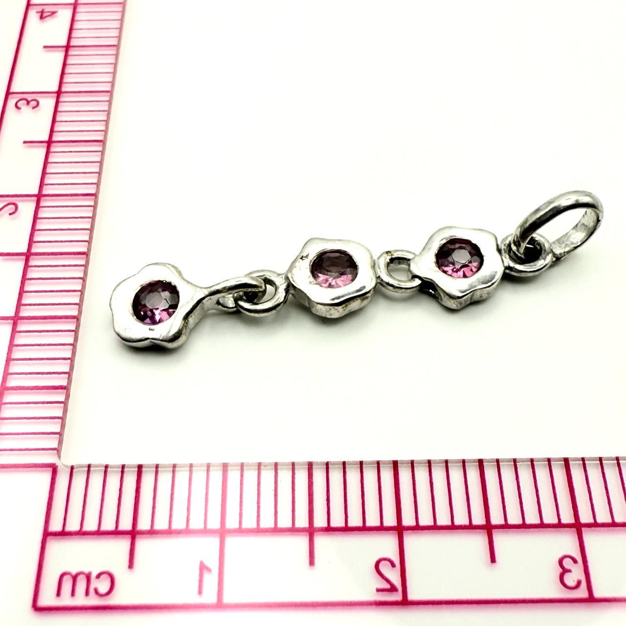 925 Sterling Silver Triple Floral Drop Pendant