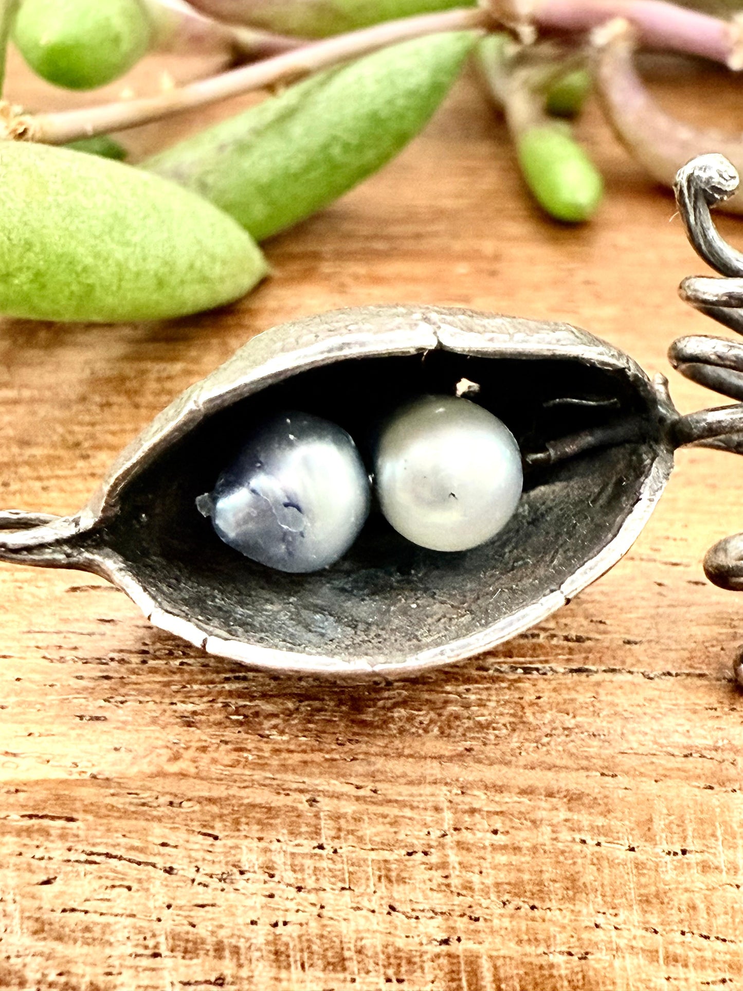 Grevillea Seed Pod with Pearls Pendant Sterling Silver 925