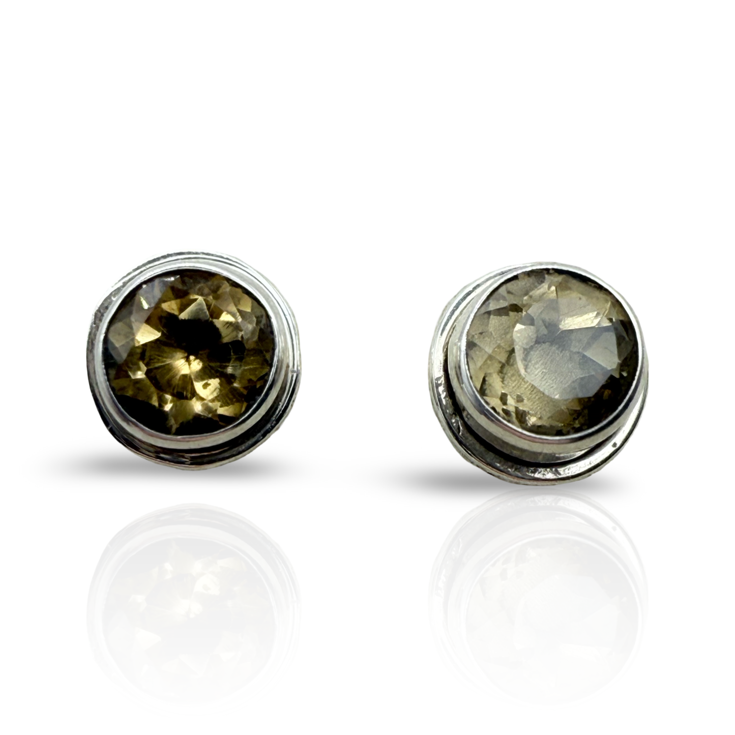 925 Sterling Silver Handmade Smokey Topaz Stud Earrings