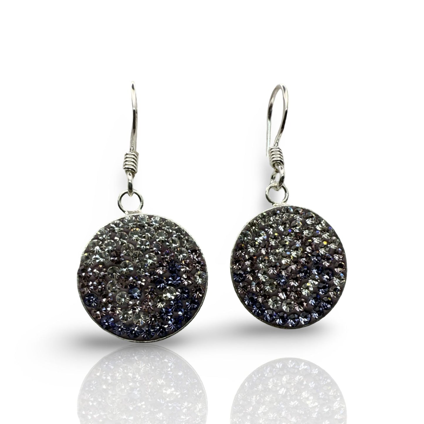 925 Sterling Silver Round Pink and Purple C/Z Earring