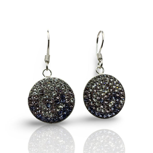 925 Sterling Silver Round Pink and Purple C/Z Earring