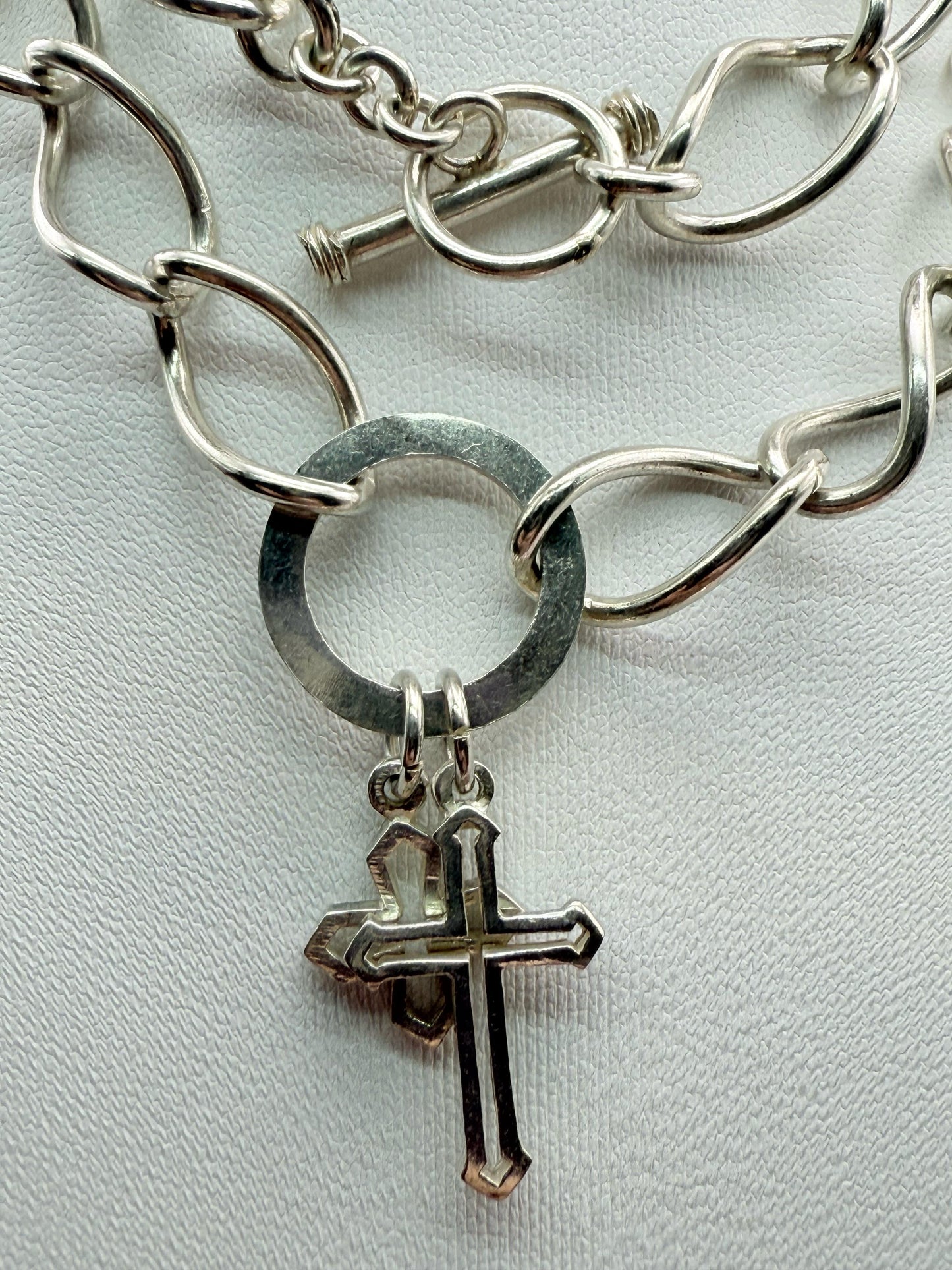 925 Sterling Silver 45cm Cross and Star Necklace