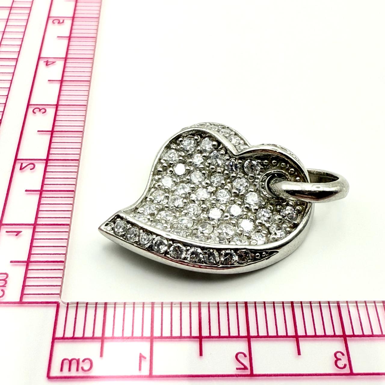 925 Sterling Silver Cure C/Z Heart Pendant