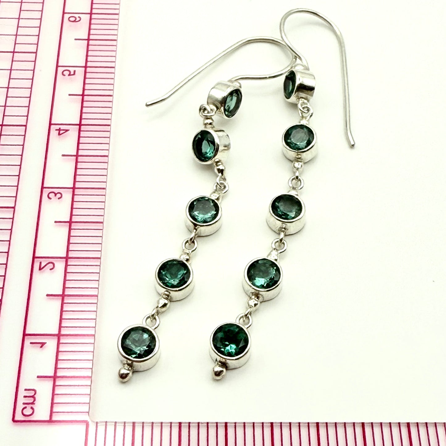 925 Sterling Silver Semi-precious Blue/green Tourmaline Earrings