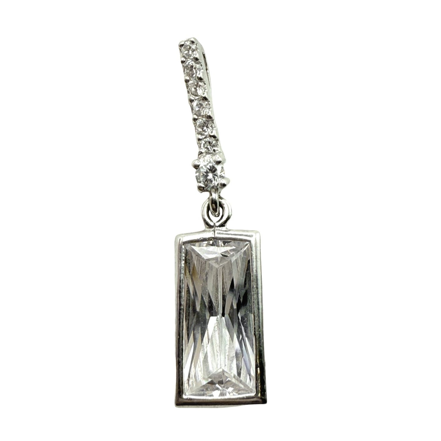 925 Sterling Silver Radiant-Cut Crystal Pendant