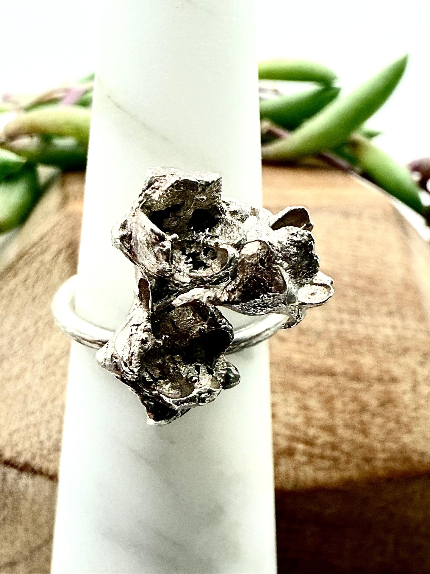 Eucalyptus Cluster Seed Adjustable Ring Sterling Silver 925