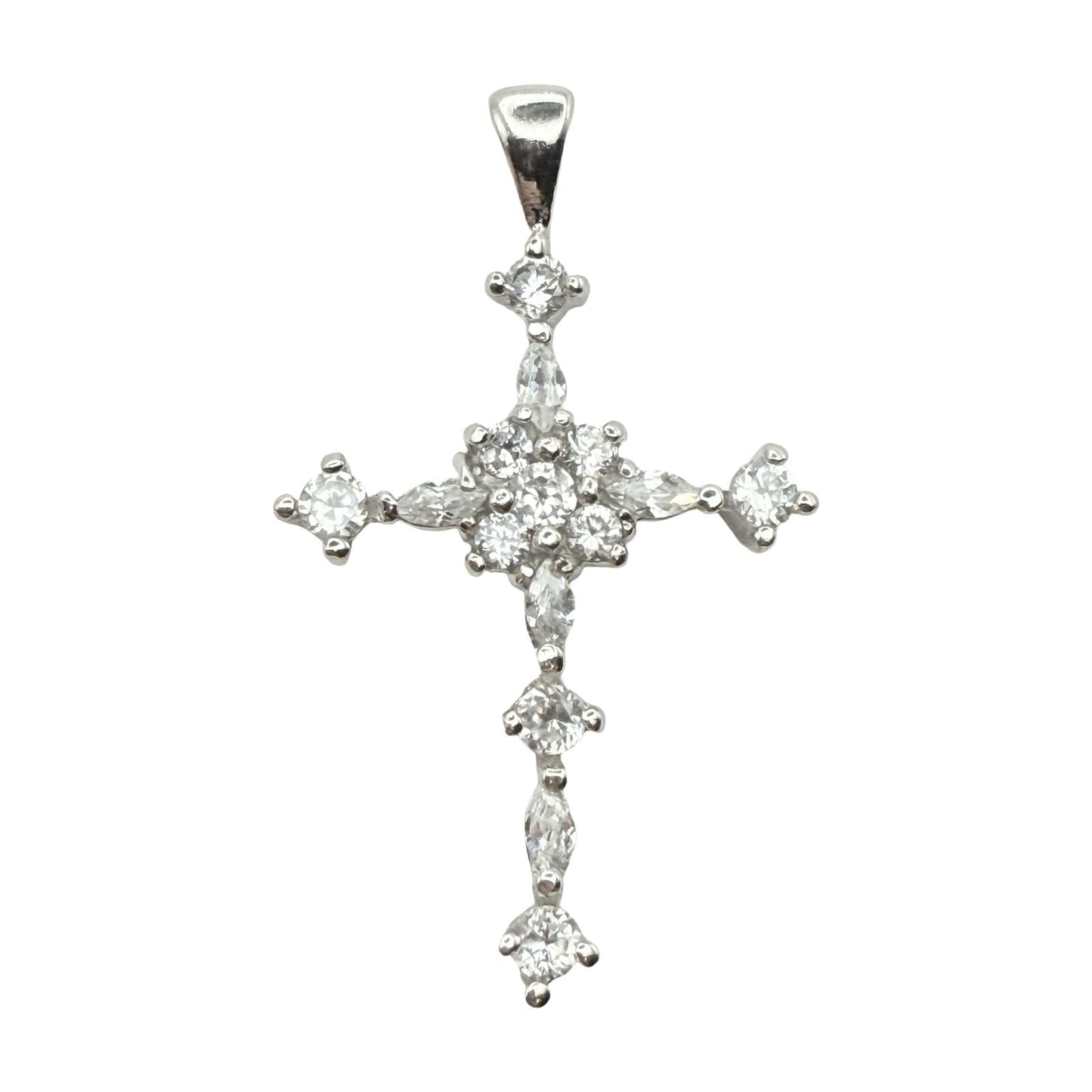 925 Sterling Silver Cluster Cross Pendant