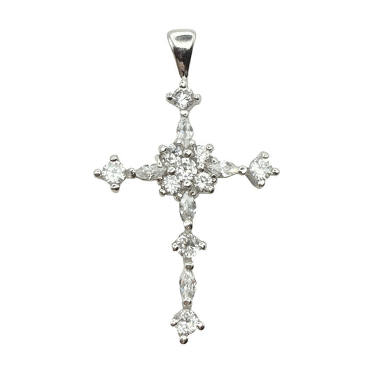 925 Sterling Silver Cluster Cross Pendant