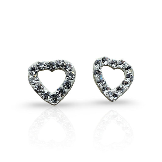 925 Sterling Silver Heart C/Z Earrings