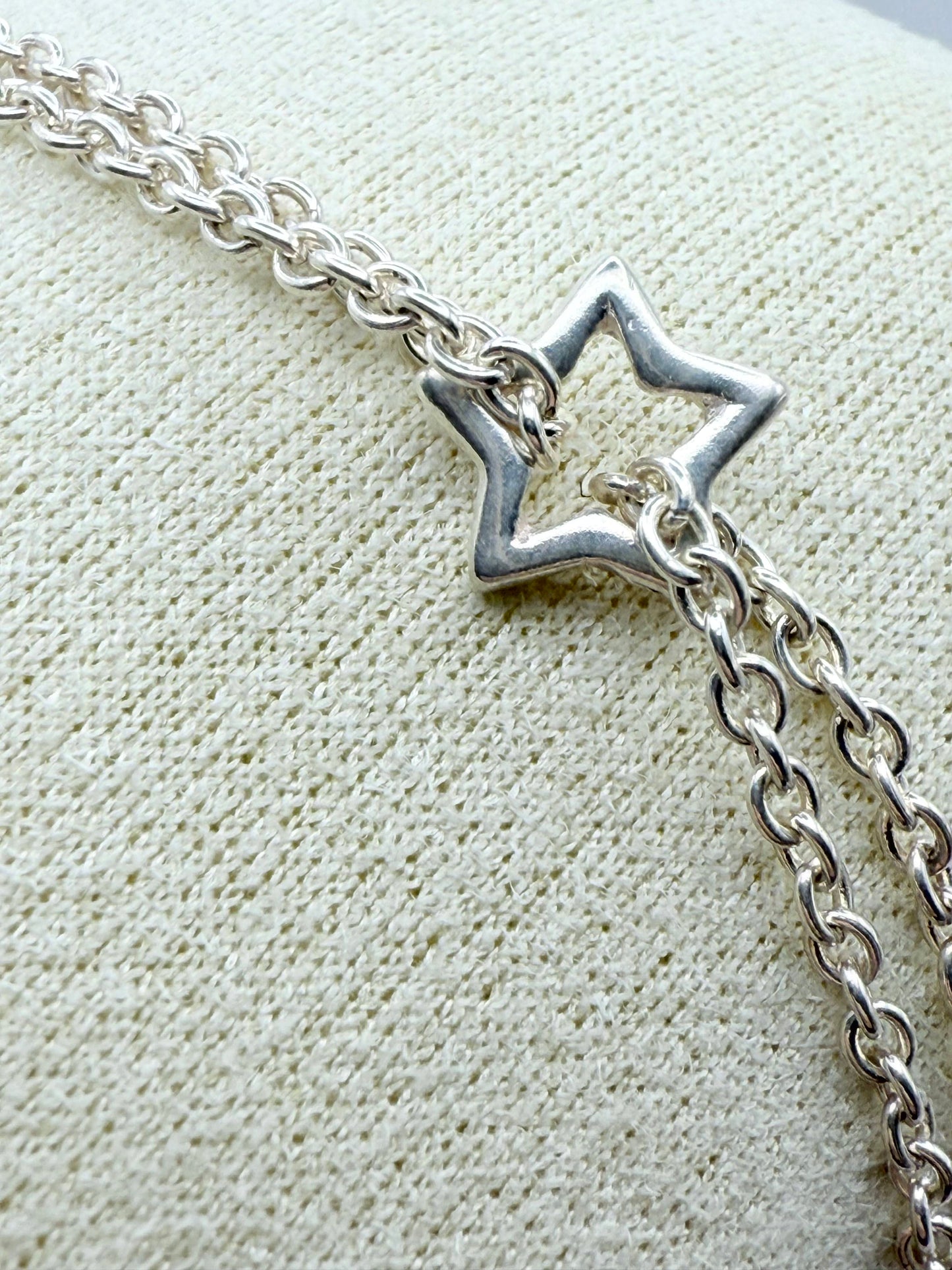 925 Sterling Silver Ball and Star 24cm Anklet