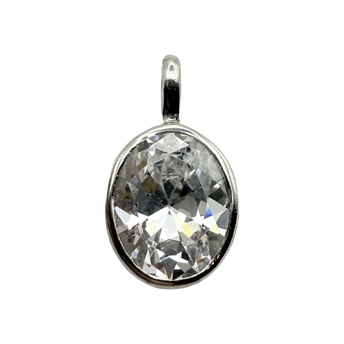 925 Sterling Silver Egg-Cut C/Z Pendant