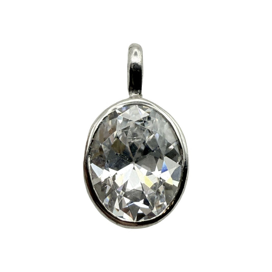 925 Sterling Silver Egg-Cut C/Z Pendant
