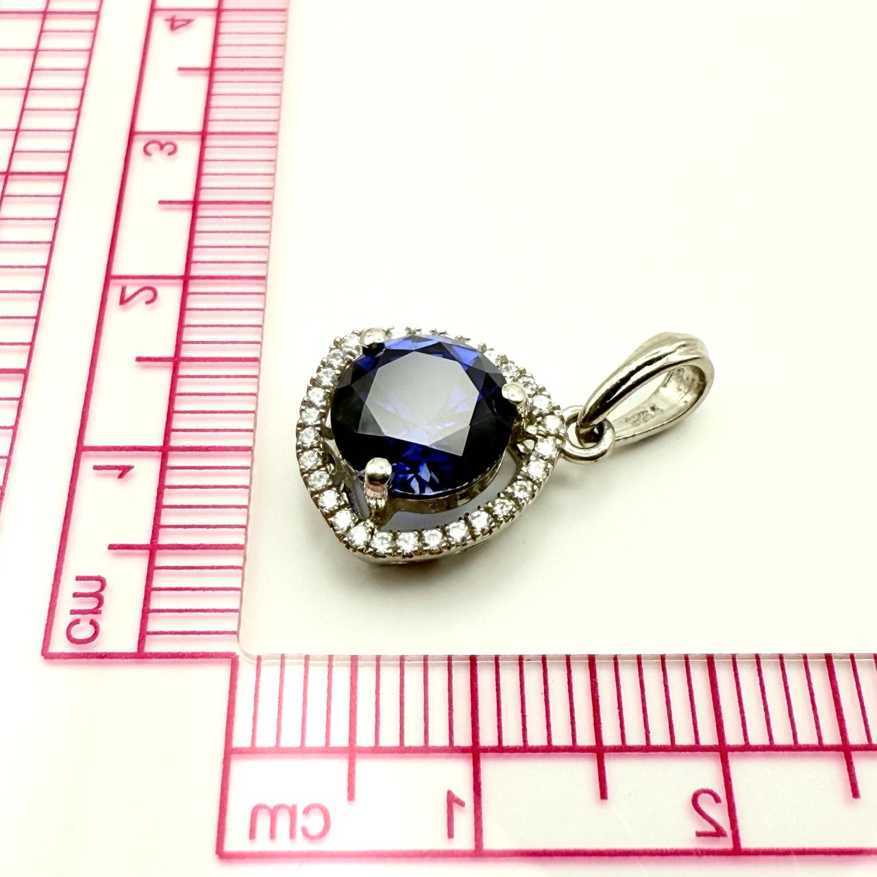 925 Sterling Silver Blue Sapphire-hued Pendant