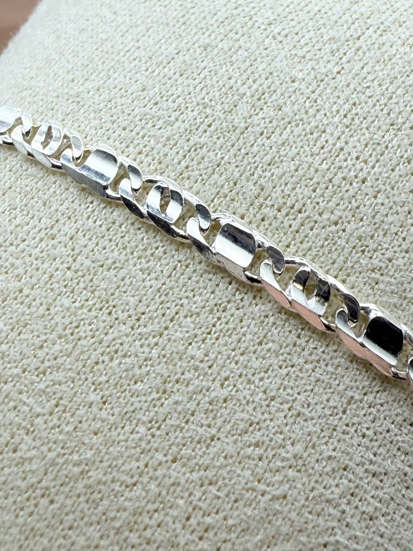 925 Sterling Silver Figaro Link 18cm Chain Bracelet
