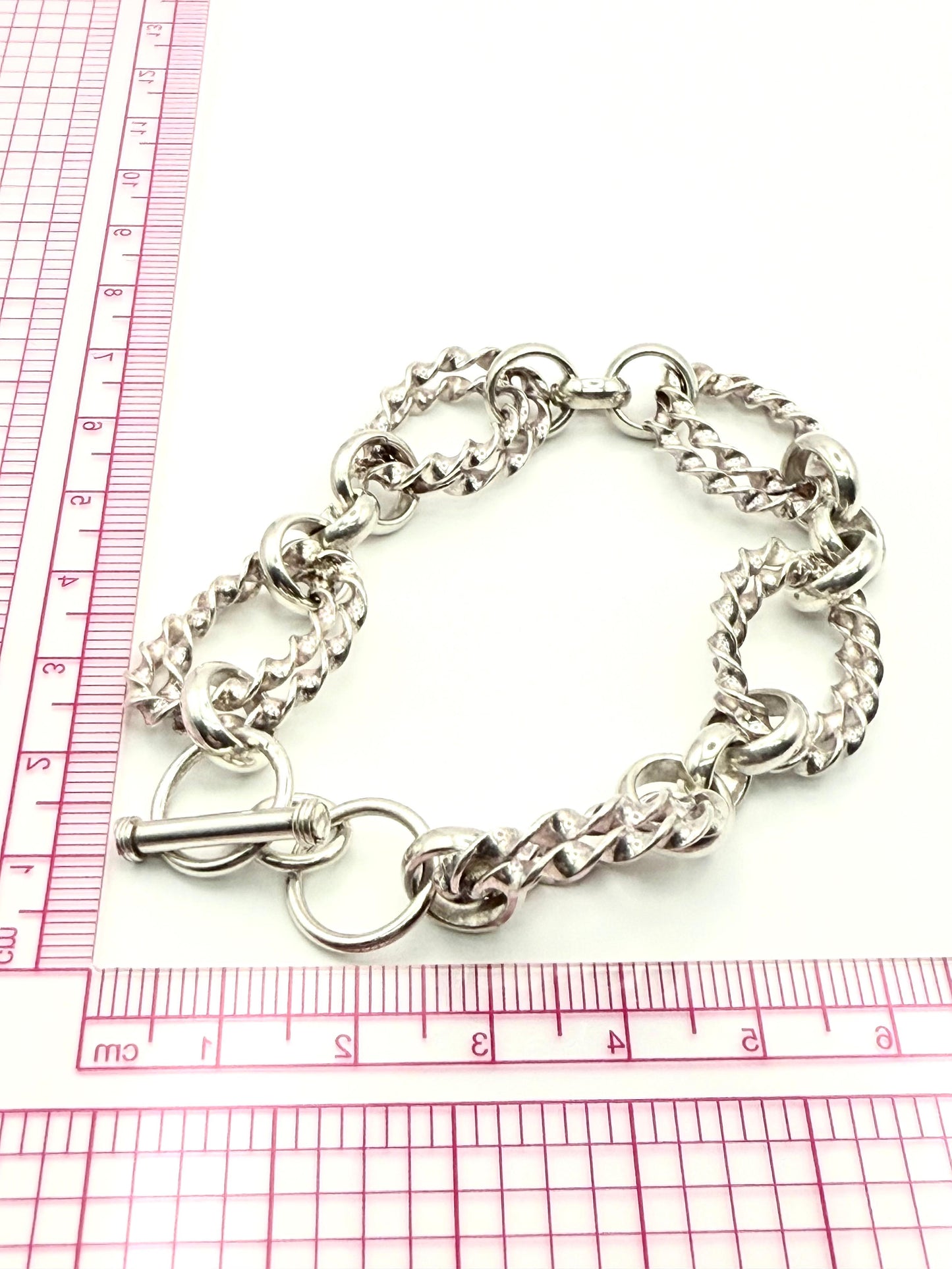 925 Sterling Silver 19cm Twisted Link Bracelet