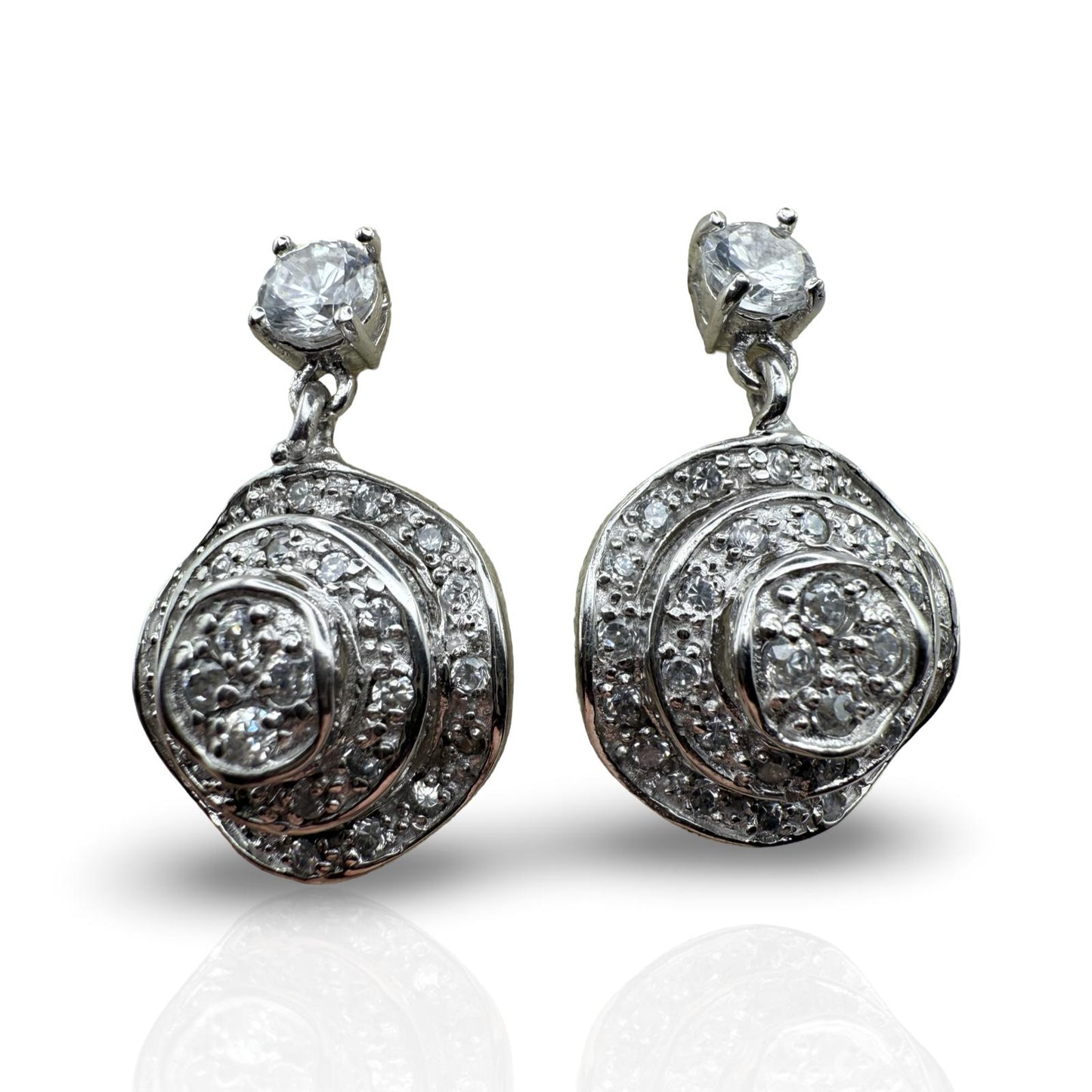 925 Sterling Silver Pavé Dome Earrings