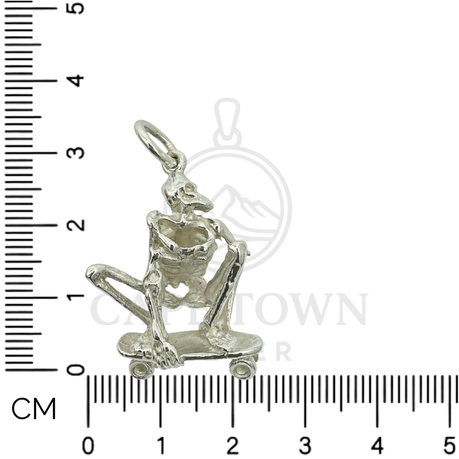 925 Sterling Silver Skeleton Skateboard Pendant