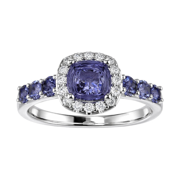 Violet Halo Cushion Ring